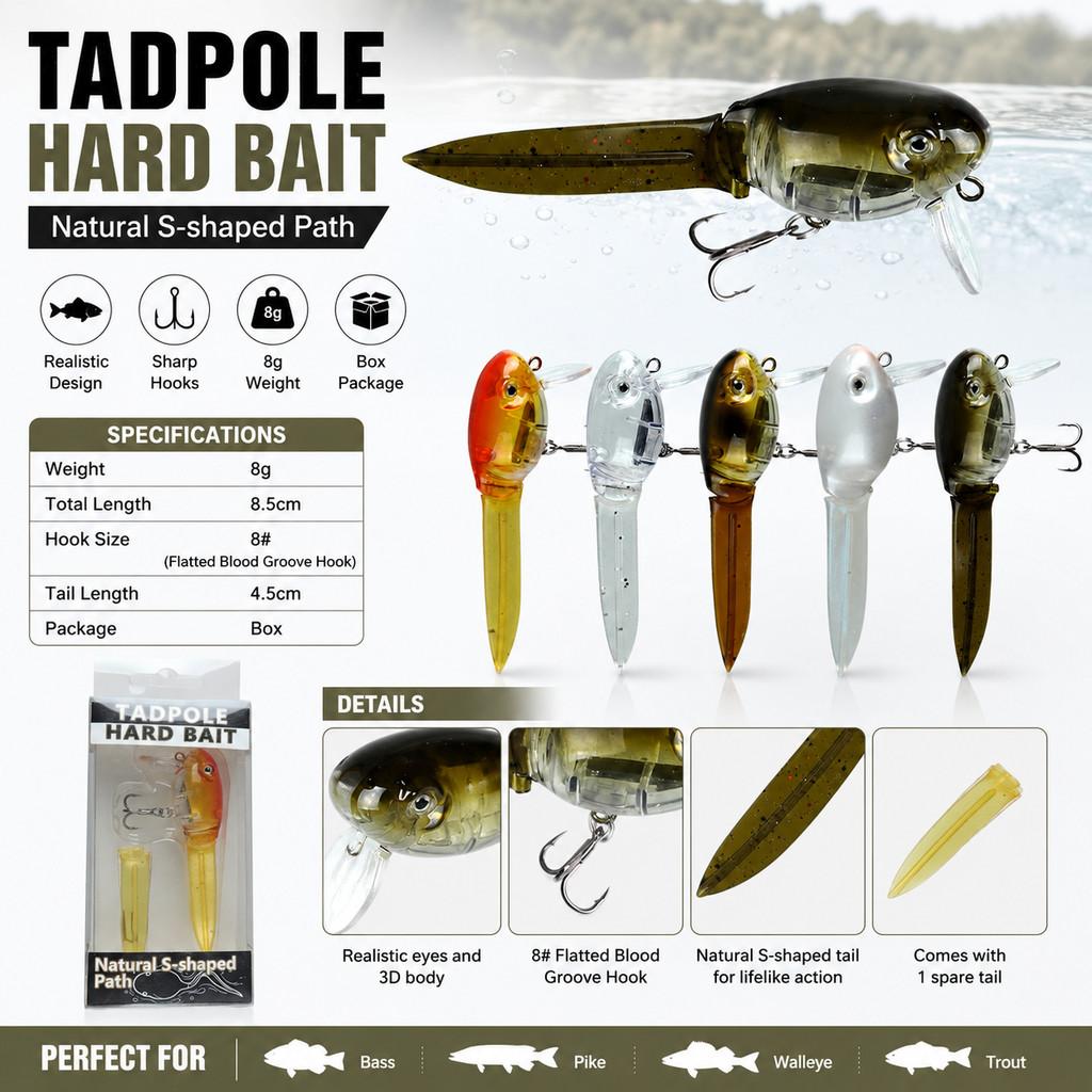 1pcs Tadpole Hard Bait Fishing - огляд і ціна Fishing Lure Crankbait