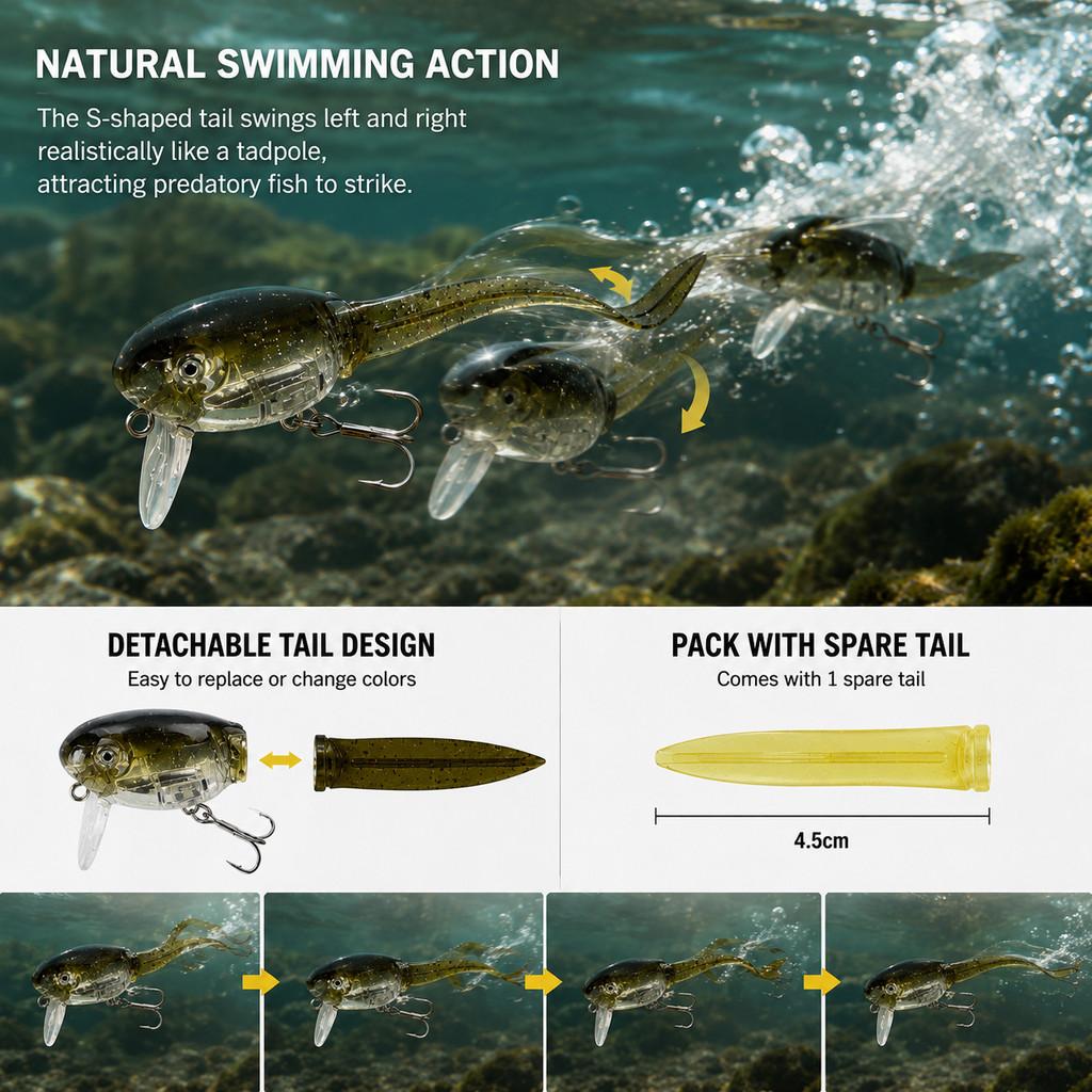 1pcs Tadpole Hard Bait Fishing - огляд і ціна Fishing Lure Crankbait